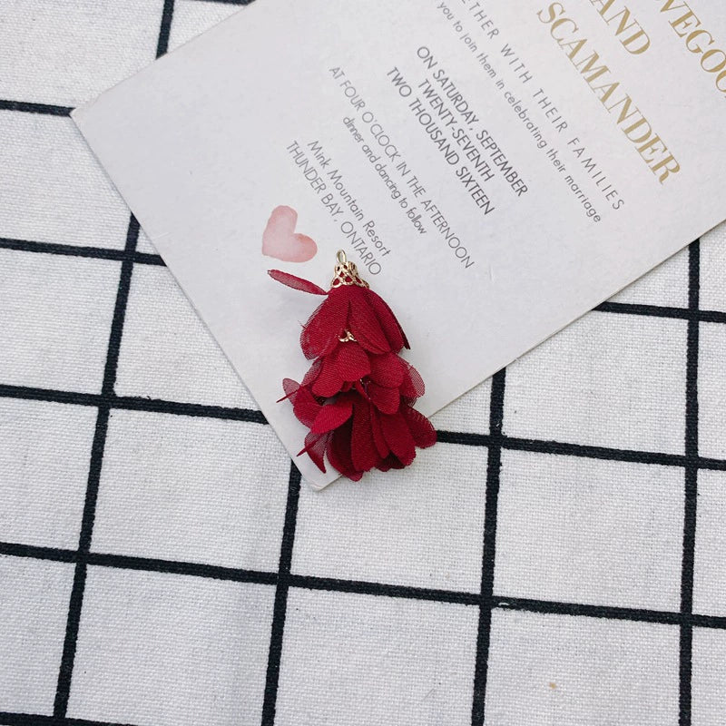 Wholesale Jewelry Accessories Fresh Tassel Small Flower Earrings Pendant Handwoven Fabric Material - Image 6