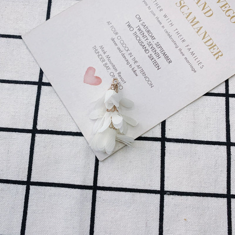 Wholesale Jewelry Accessories Fresh Tassel Small Flower Earrings Pendant Handwoven Fabric Material - Image 7
