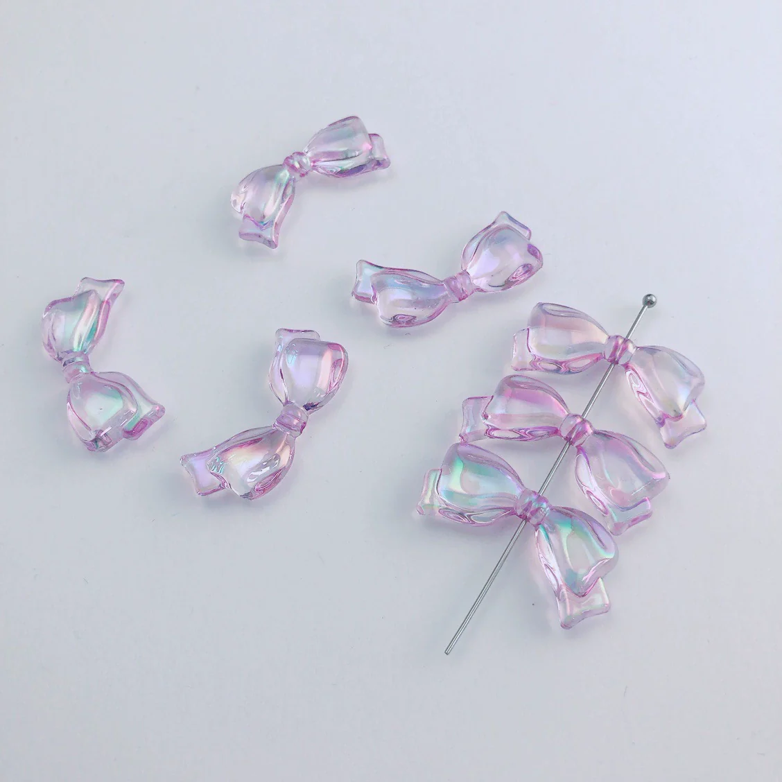 Wholesale Jewelry Accessories Metal Acrylic Resin Transparent Bow Earrings Electroplated - Image 10
