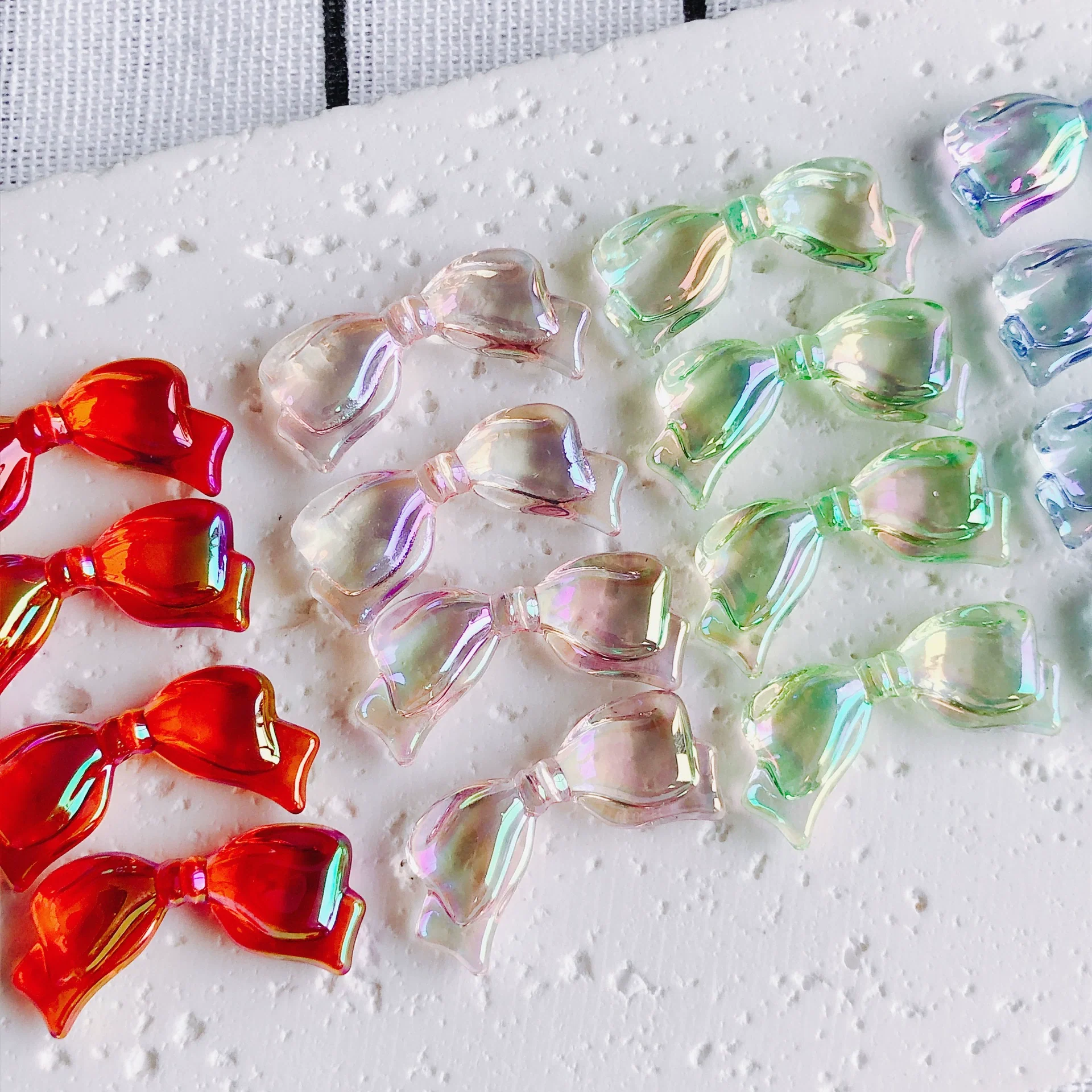 Wholesale Jewelry Accessories Metal Acrylic Resin Transparent Bow Earrings Electroplated - Image 3