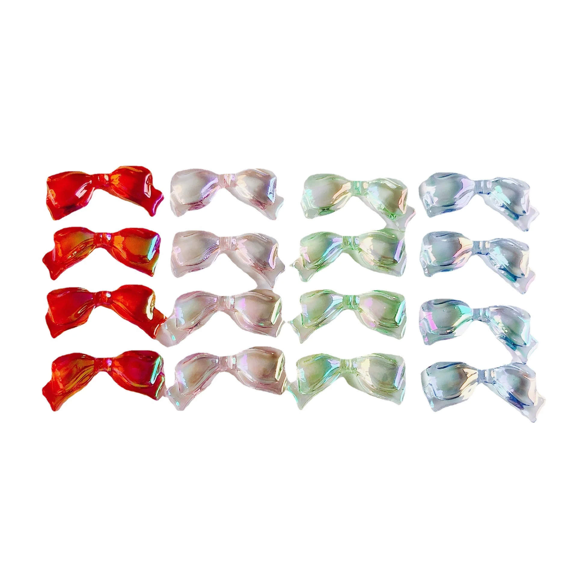 Wholesale Jewelry Accessories Metal Acrylic Resin Transparent Bow Earrings Electroplated - Image 4
