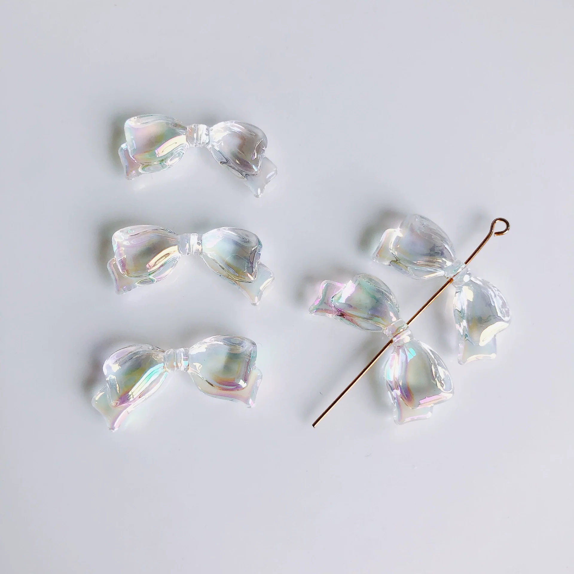 Wholesale Jewelry Accessories Metal Acrylic Resin Transparent Bow Earrings Electroplated - Image 9