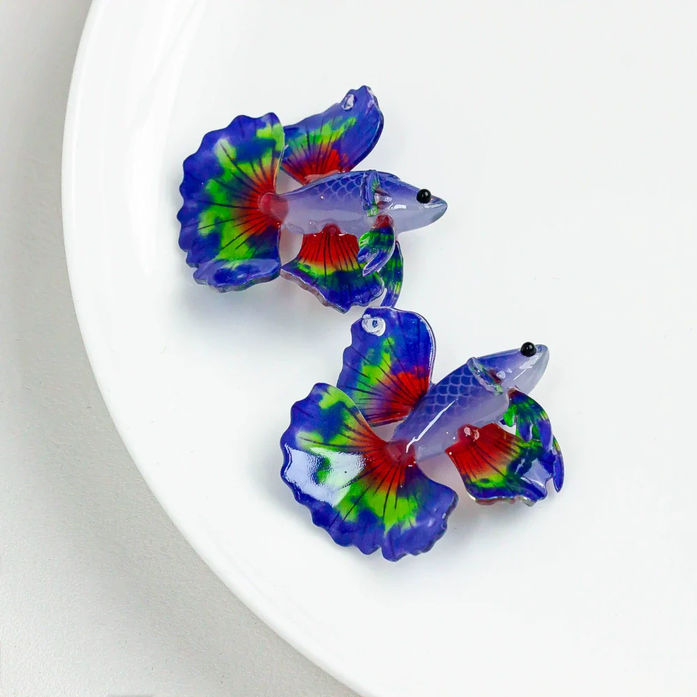 Wholesale Jewelry Accessories Plastic Resin Red Koi Goldfish Pendant Earrings Handmade - Image 14