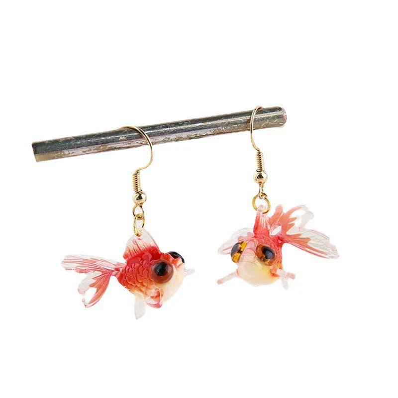Wholesale Jewelry Accessories Plastic Resin Red Koi Goldfish Pendant Earrings Handmade - Image 3