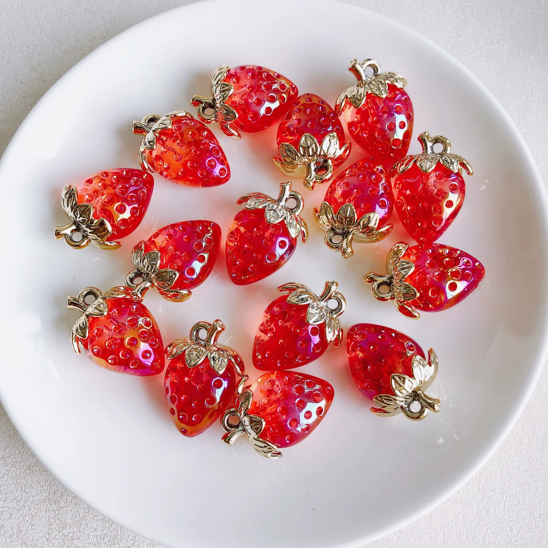 Wholesale Jewelry Accessories Resin Strawberry Inlaid Pearl Pendant Earrings Environmentalfriendly - Image 14