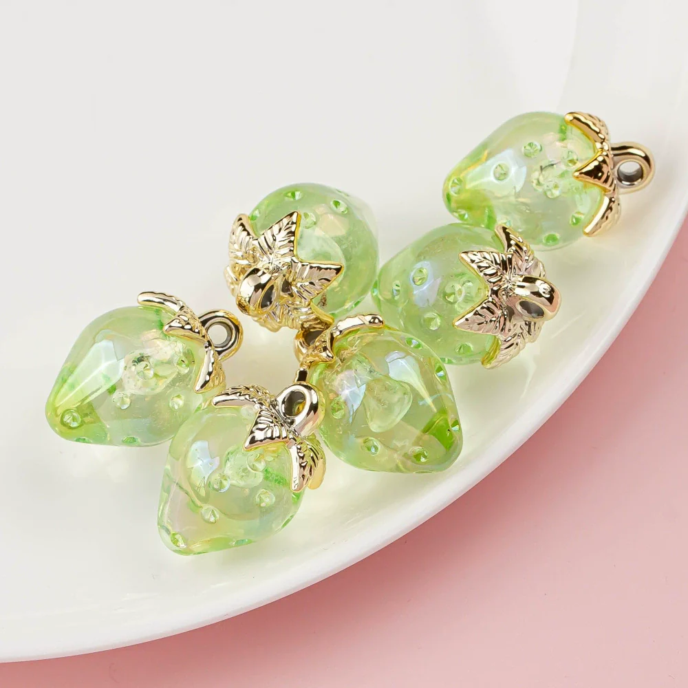 Wholesale Jewelry Accessories Resin Strawberry Inlaid Pearl Pendant Earrings Environmentalfriendly - Image 16