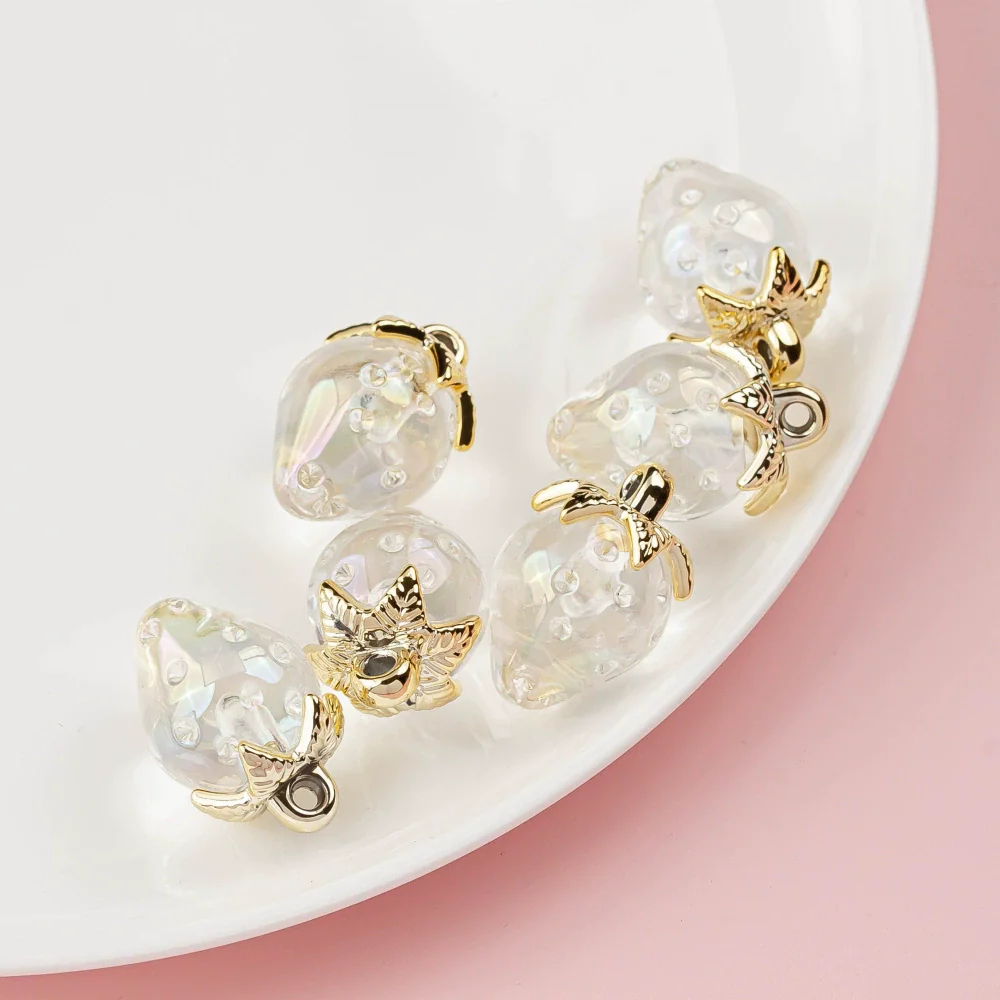 Wholesale Jewelry Accessories Resin Strawberry Inlaid Pearl Pendant Earrings Environmentalfriendly - Image 17