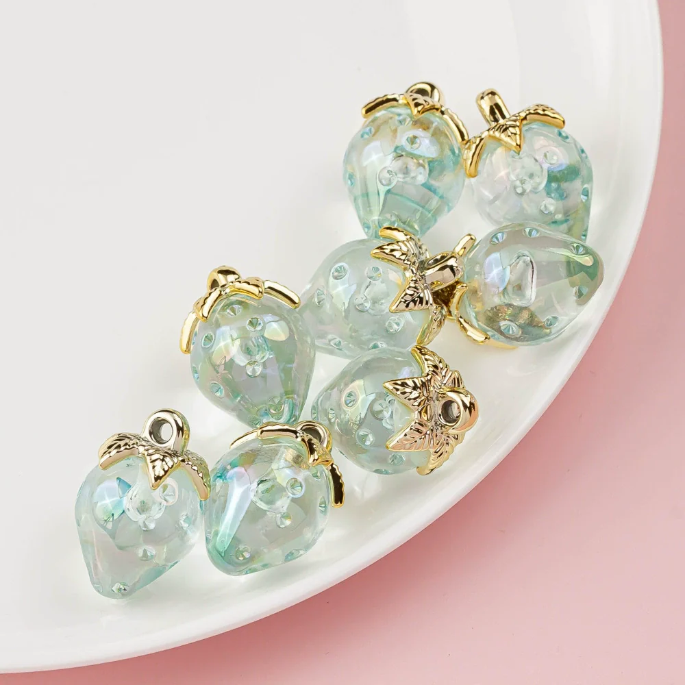 Wholesale Jewelry Accessories Resin Strawberry Inlaid Pearl Pendant Earrings Environmentalfriendly - Image 20