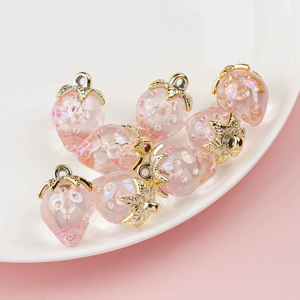 Wholesale Jewelry Accessories Resin Strawberry Inlaid Pearl Pendant Earrings Environmentalfriendly - Image 21