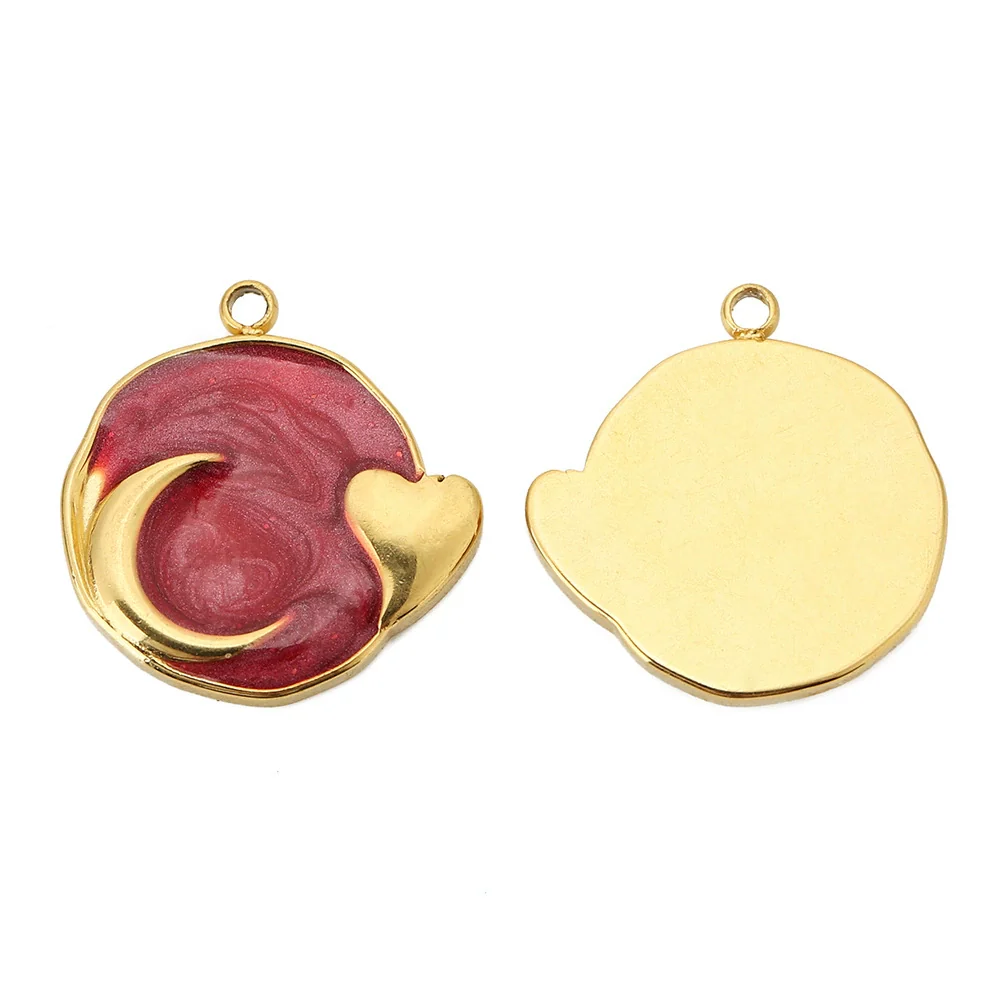 Wholesale Jewelry Accessories Stainless Steel Dripping Oil Love Crescent Pendant Earrings Necklace Diy - Image 10