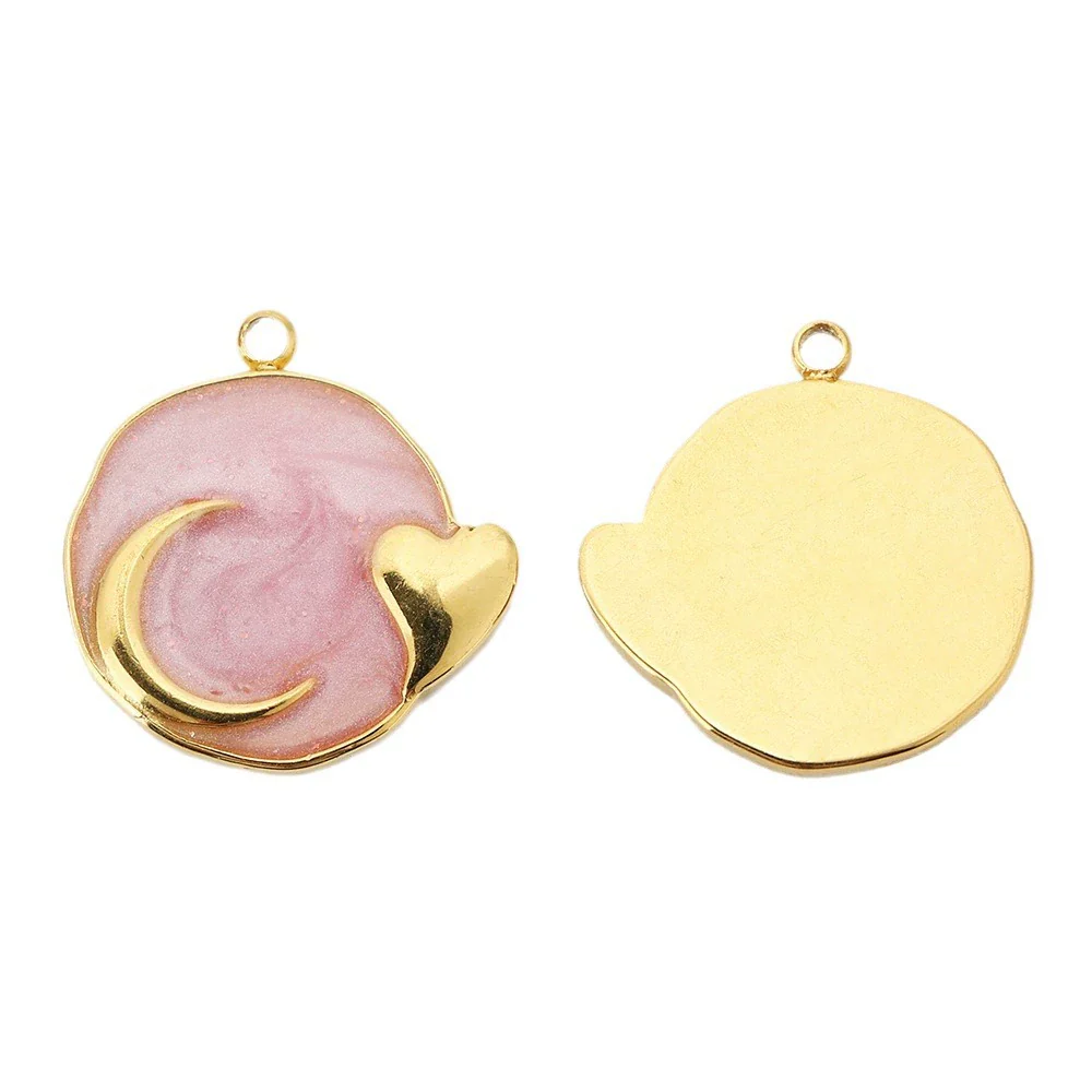Wholesale Jewelry Accessories Stainless Steel Dripping Oil Love Crescent Pendant Earrings Necklace Diy - Image 5