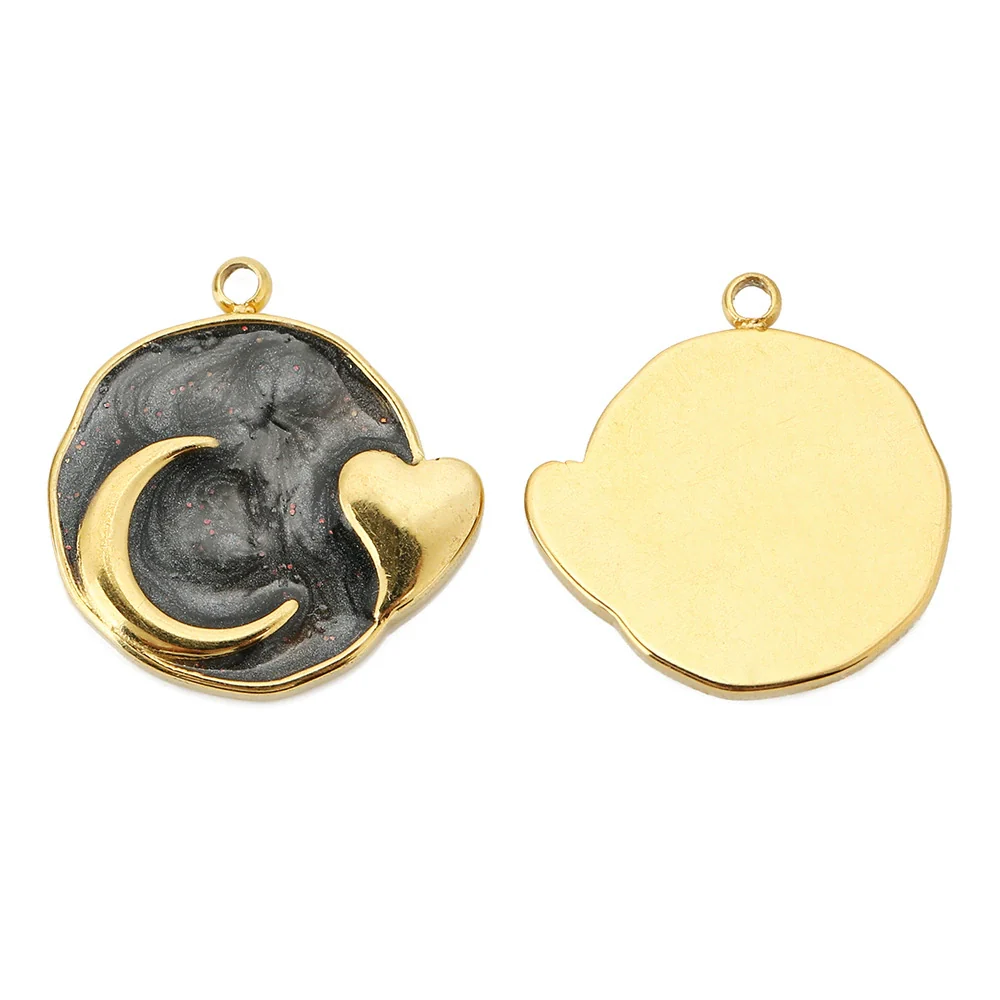 Wholesale Jewelry Accessories Stainless Steel Dripping Oil Love Crescent Pendant Earrings Necklace Diy - Image 6