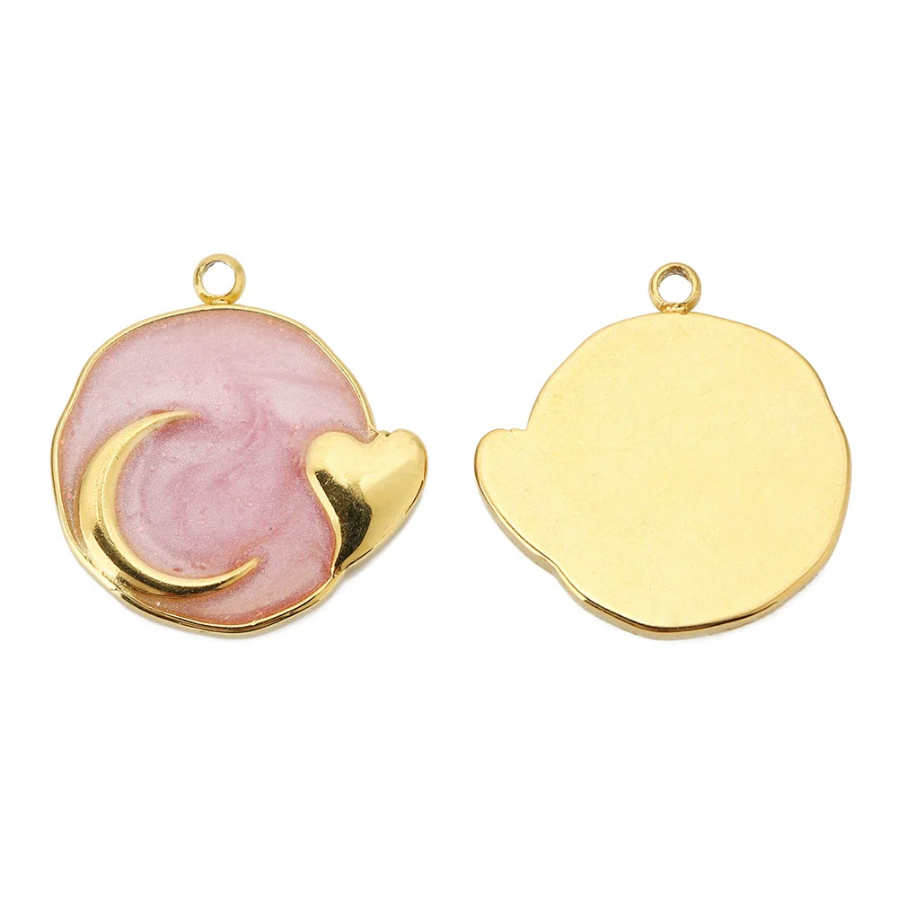 Wholesale Jewelry Accessories Stainless Steel Dripping Oil Love Crescent Pendant Earrings Necklace Diy - Image 8