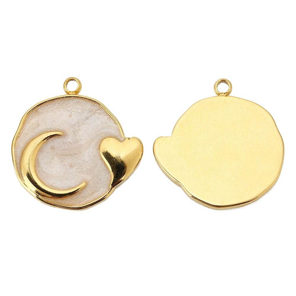 Wholesale Jewelry Accessories Stainless Steel Dripping Oil Love Crescent Pendant Earrings Necklace Diy - Image 9