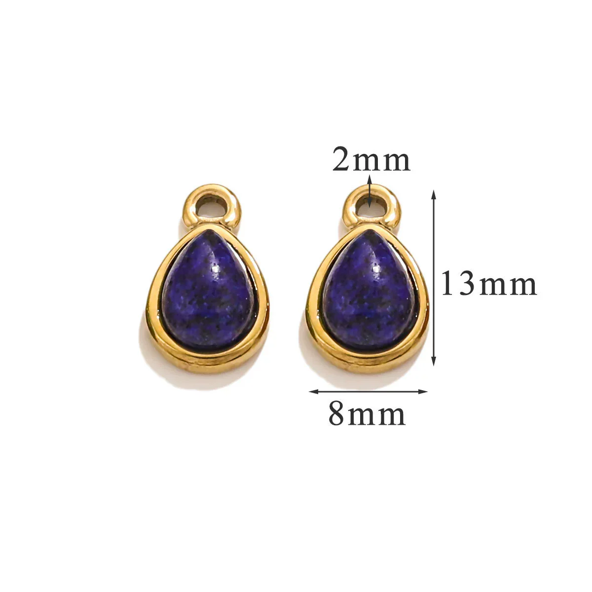 Wholesale Jewelry Accessories Stainless Steel Oval Water Drop Inlaid Natural Stone Handmade With Electroplated 18K Gold - Image 12