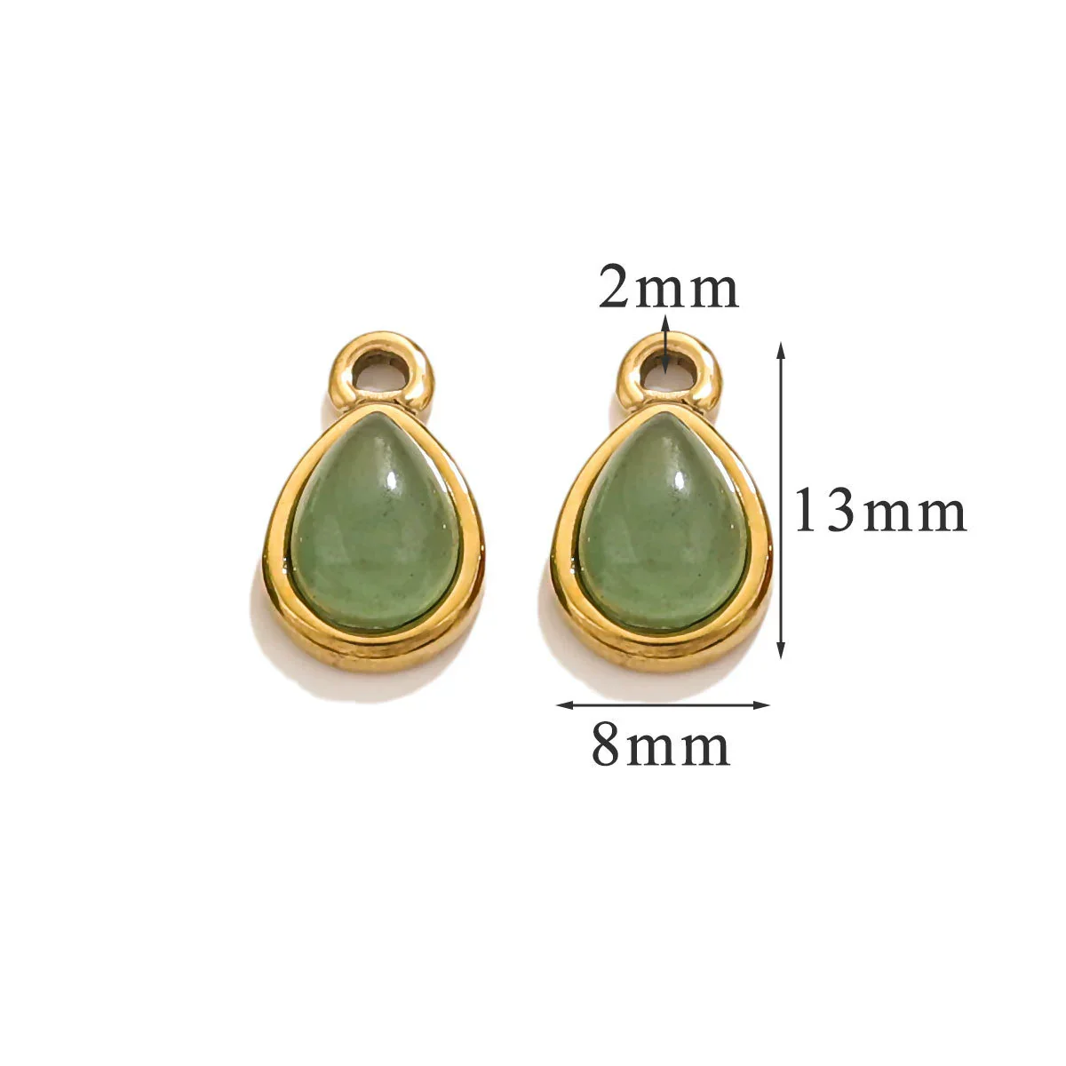 Wholesale Jewelry Accessories Stainless Steel Oval Water Drop Inlaid Natural Stone Handmade With Electroplated 18K Gold - Image 5