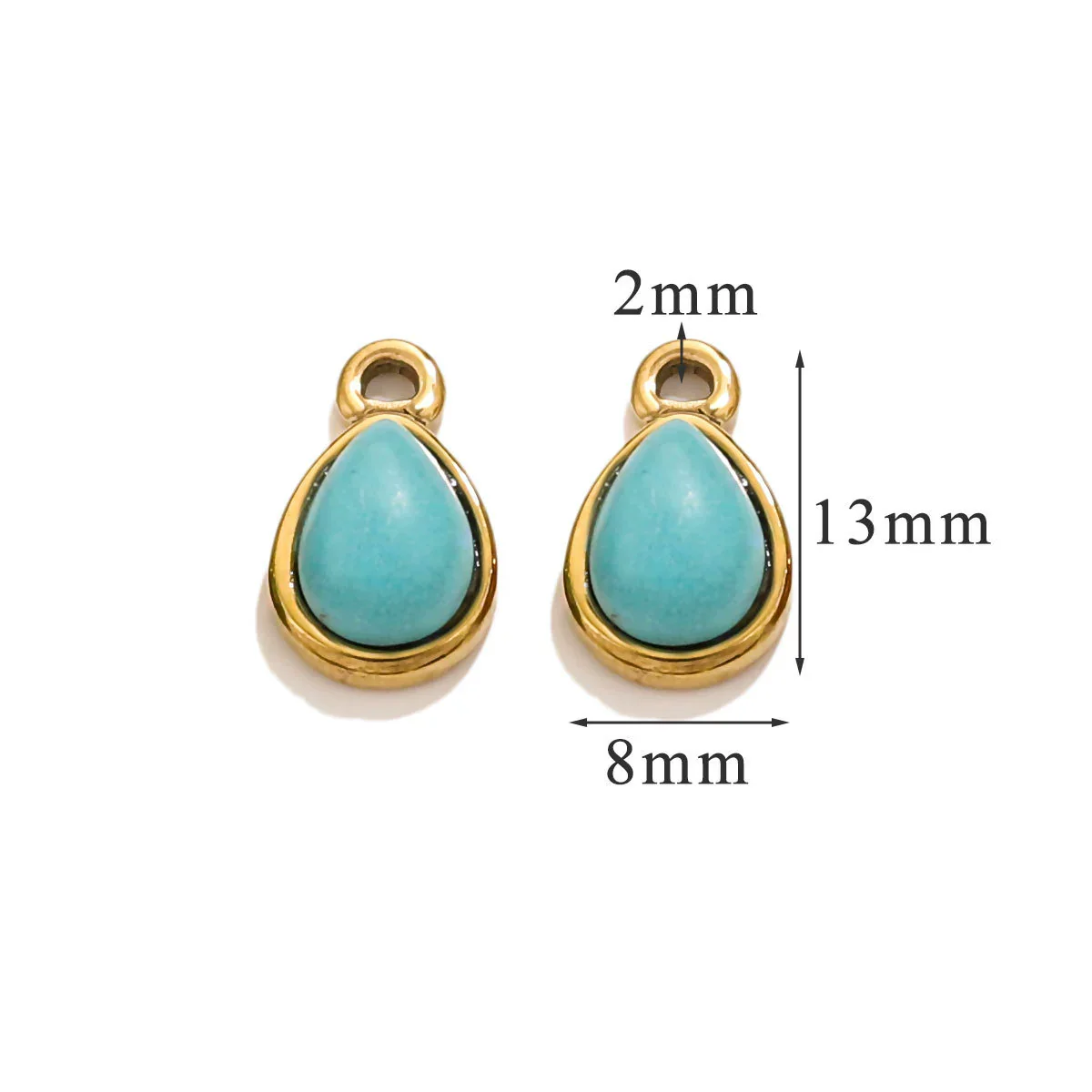 Wholesale Jewelry Accessories Stainless Steel Oval Water Drop Inlaid Natural Stone Handmade With Electroplated 18K Gold - Image 9