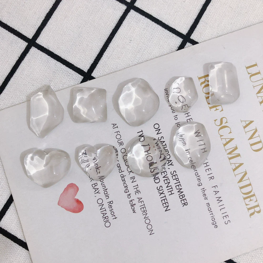 Wholesale Jewelry Accessories Transparent Glass And Plastic Resin Irregular Shaped Environmental Protection Patch Material