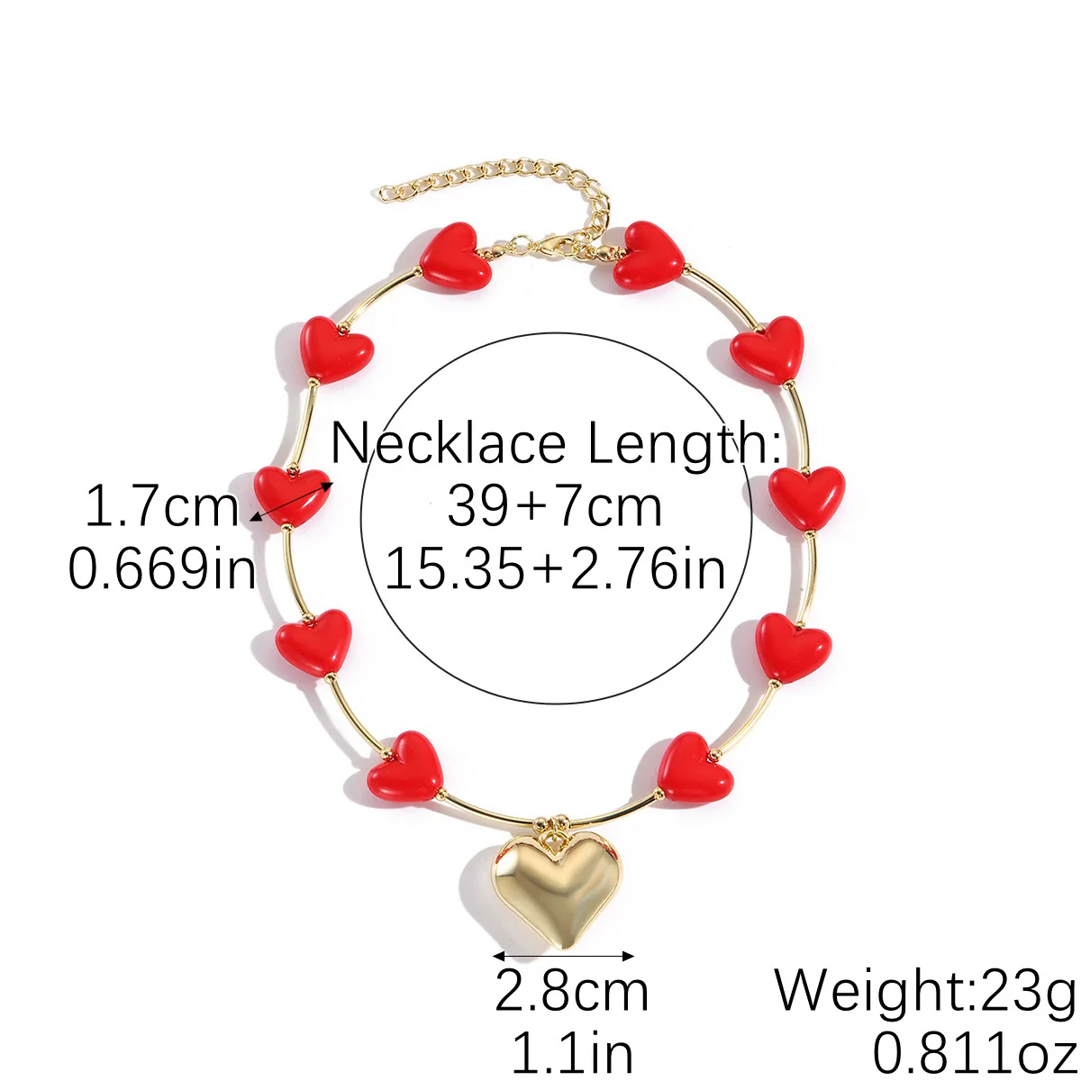 Wholesale Jewelry Acrylic Heart Geometric Electroplated Necklace For Women - Image 5
