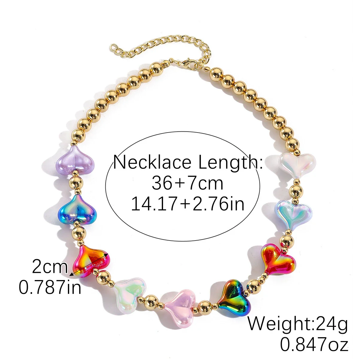 Wholesale Jewelry Acrylic Heart Geometric Electroplated Necklace For Women - Image 6
