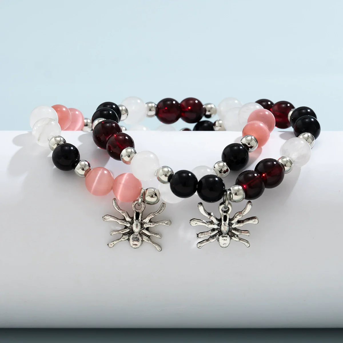 Wholesale Jewelry Alloy Beaded Elastic Bracelet With Spider Pendant Geometric Animal Pattern Electroplated For Women - Image 4