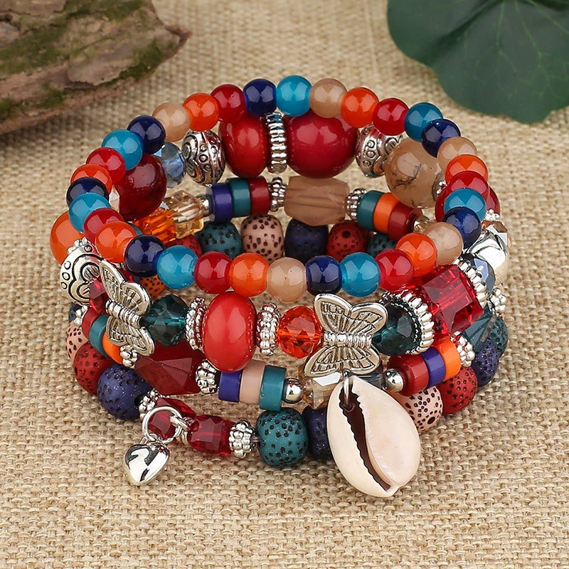 Wholesale Jewelry Alloy Geometric Bohemian Style Love Conch Pendant Multilayer Bead Accessories For Women With Electroplating - Image 6