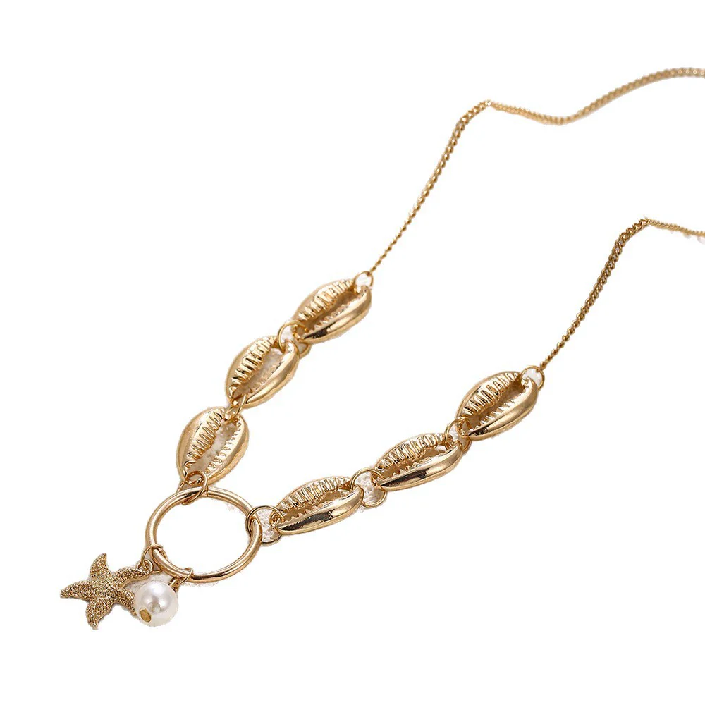 Wholesale Jewelry Alloy Geometric Conch Pendant Long Necklace For Girls - Image 5