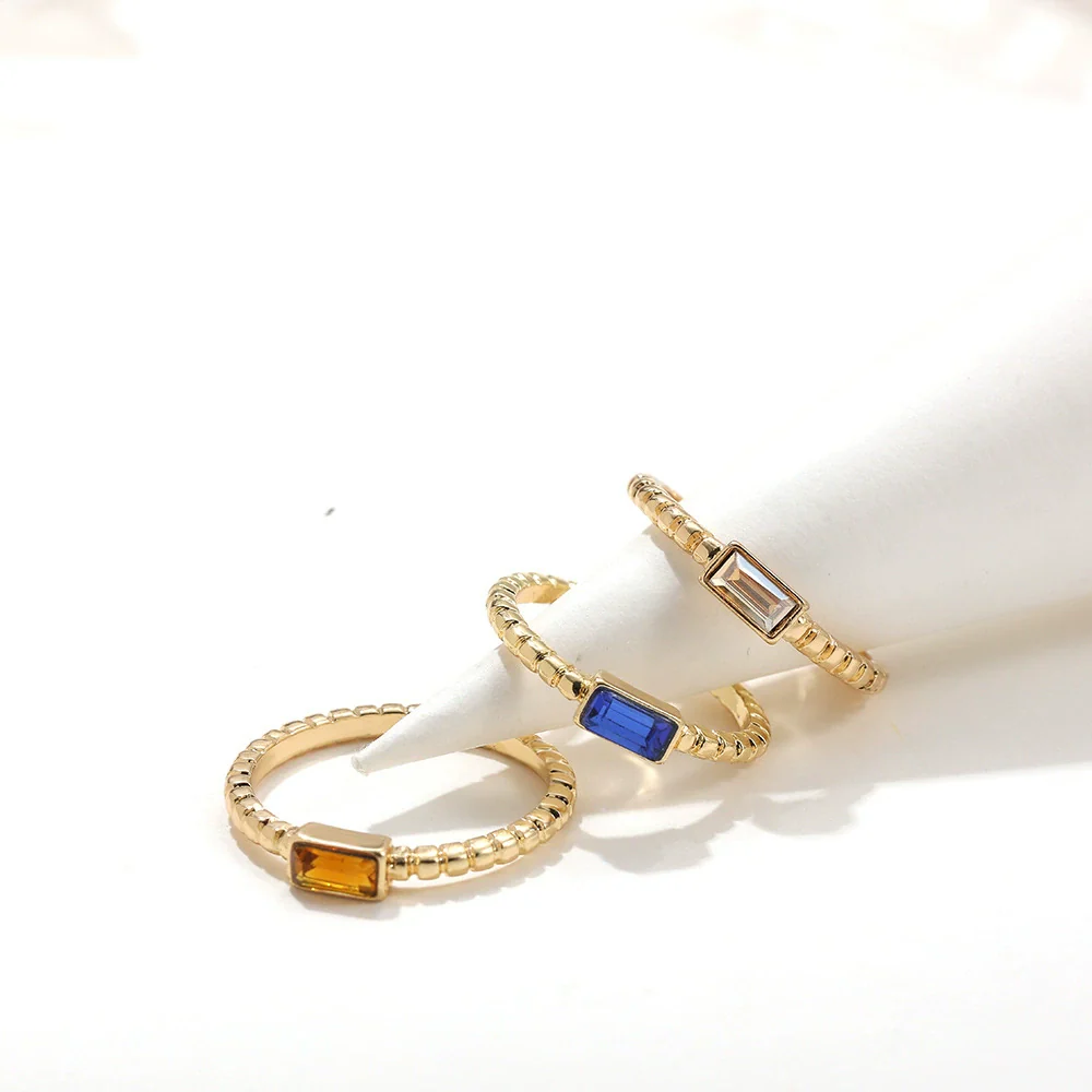 Wholesale Jewelry Alloy Geometric Diamond Twist Rope Ring For Women - Image 3