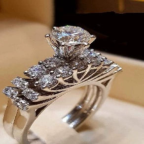 Wholesale Jewelry Alloy Geometric Micro Inlaid Full Diamond Zircon Twopiece Ring Luxury Temperament Couple Style - Image 12