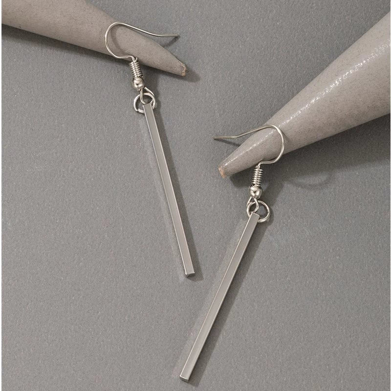 Wholesale Jewelry Alloy Geometric Rectangular Stick Ear Hook Earrings For Women Electroplated - Image 3