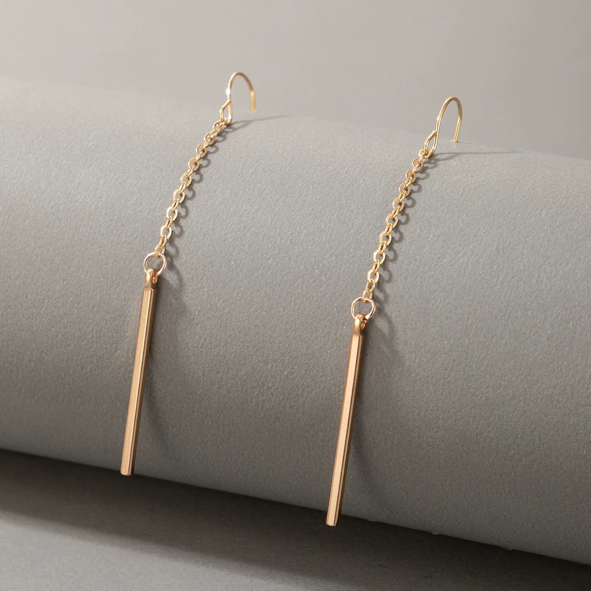 Wholesale Jewelry Alloy Geometric Rectangular Stick Ear Hook Earrings For Women Electroplated - Image 6