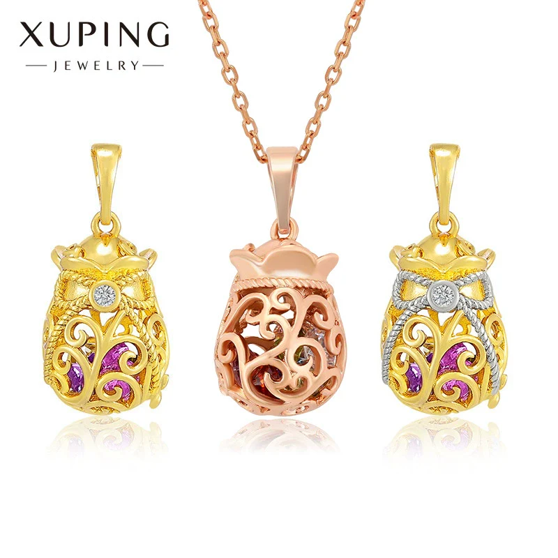 Wholesale Jewelry Alloy Gold Plated Geometric Bow Treasure Bag Pendant For Women Retro Style