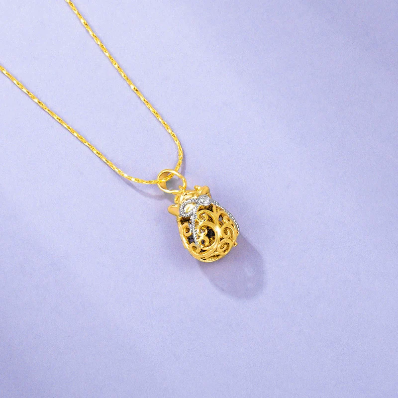 Wholesale Jewelry Alloy Gold Plated Geometric Bow Treasure Bag Pendant For Women Retro Style - Image 3