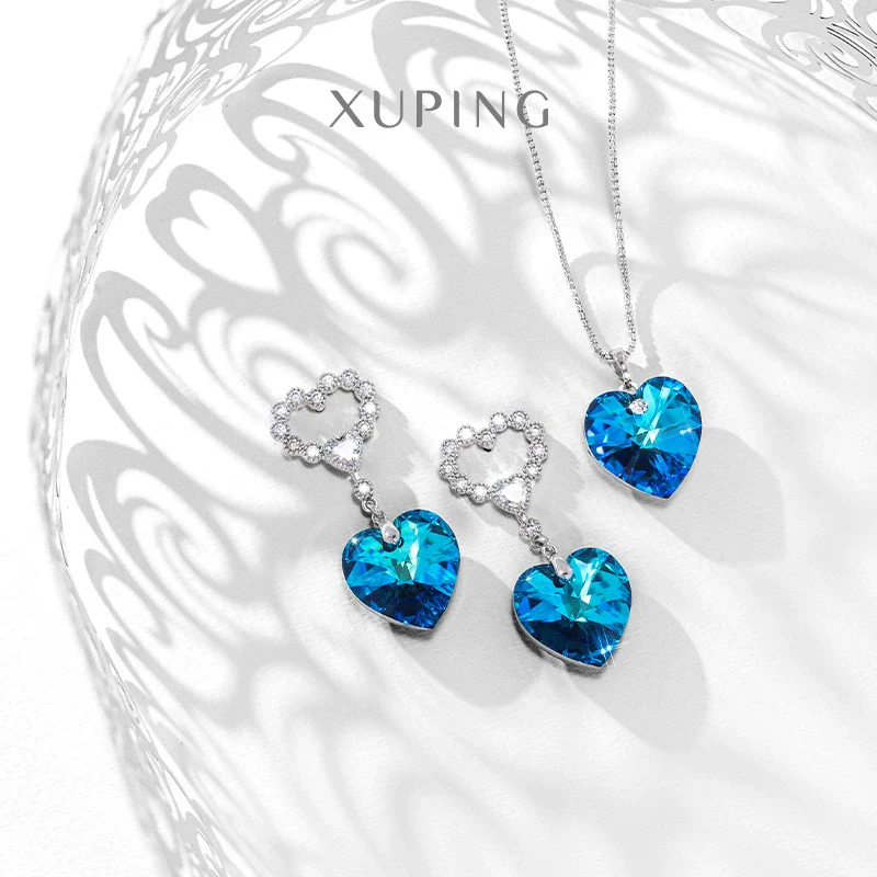 Wholesale Jewelry Alloy Gold Plated Heart Shaped Imitation Crystal Set With Love Water Drops Bell Pattern For Women