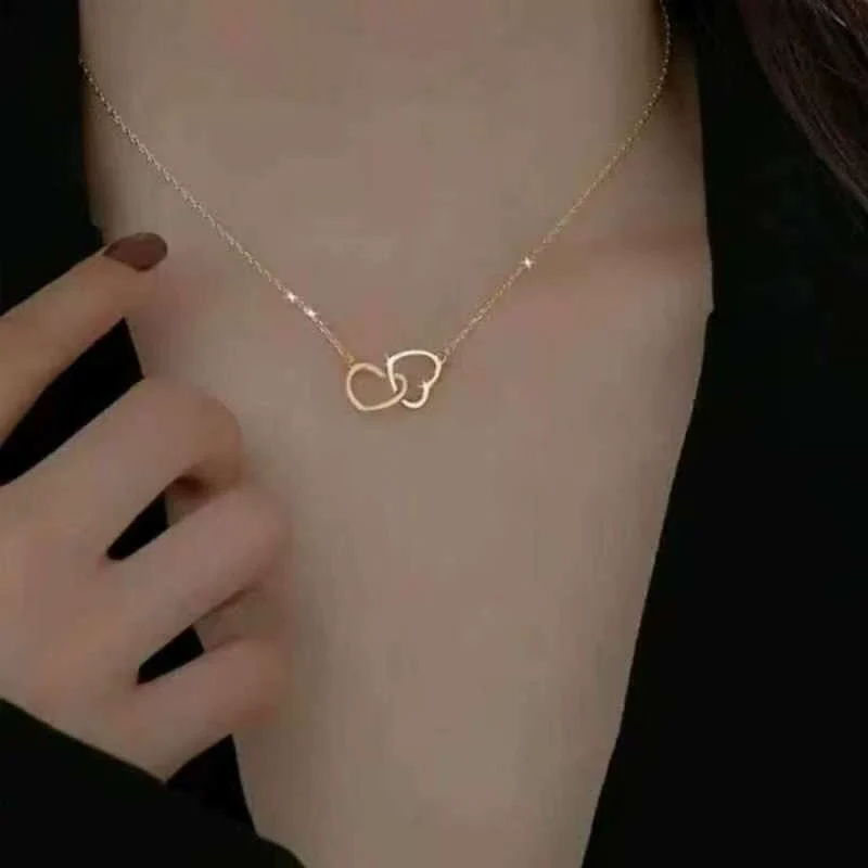 Wholesale Jewelry Alloy Heart Shaped Pendant Necklace With Geometric Styling And Electroplating - Image 2