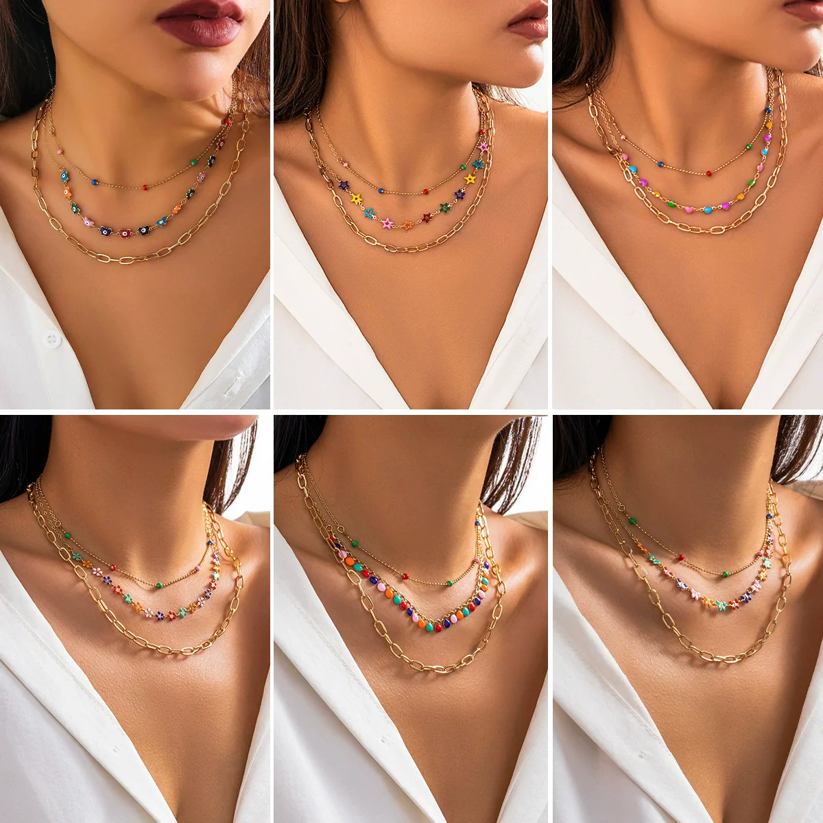 Wholesale Jewelry Alloy Heart Star Geometric Electroplated Necklace For Women