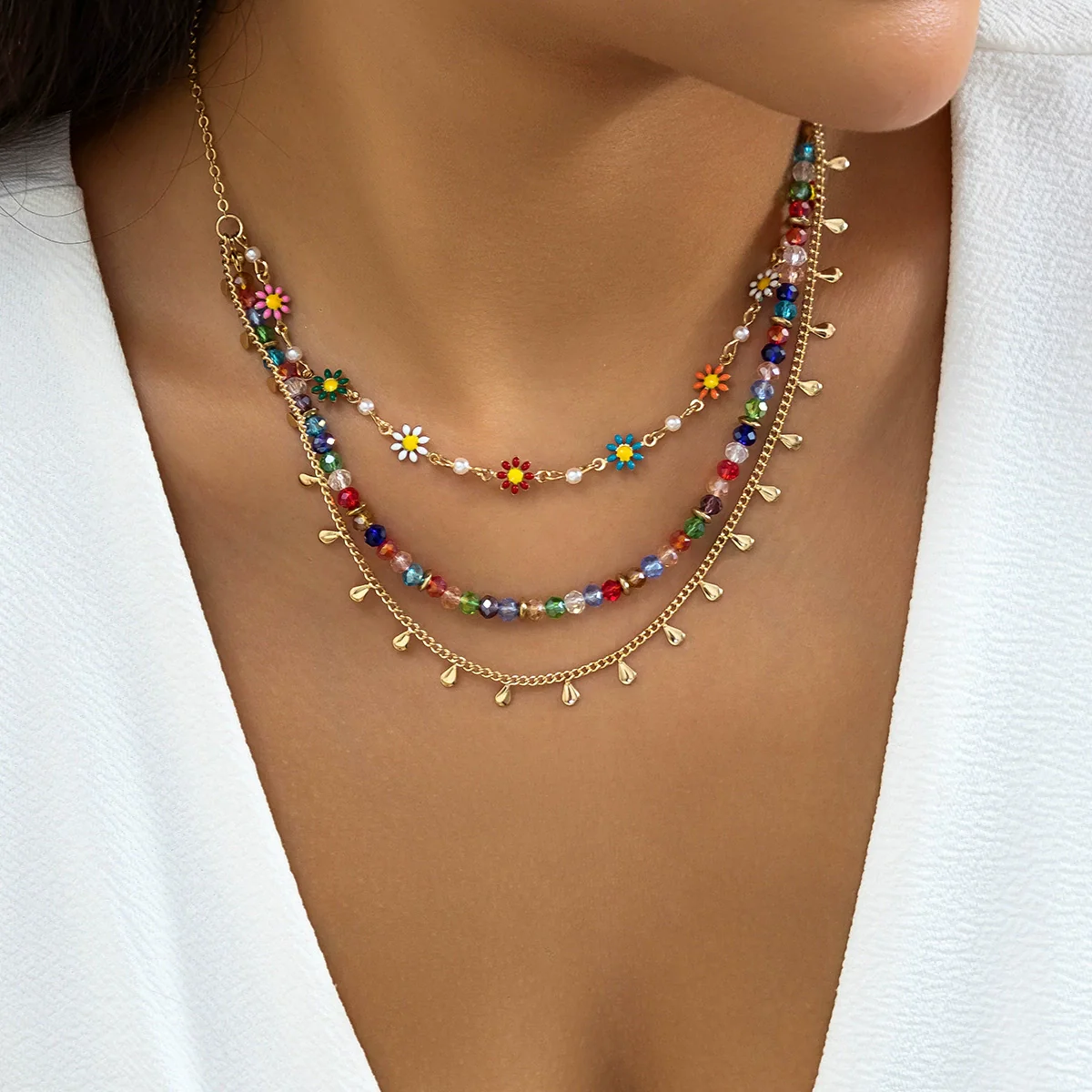 Wholesale Jewelry Alloy Heart Star Geometric Electroplated Necklace For Women - Image 2