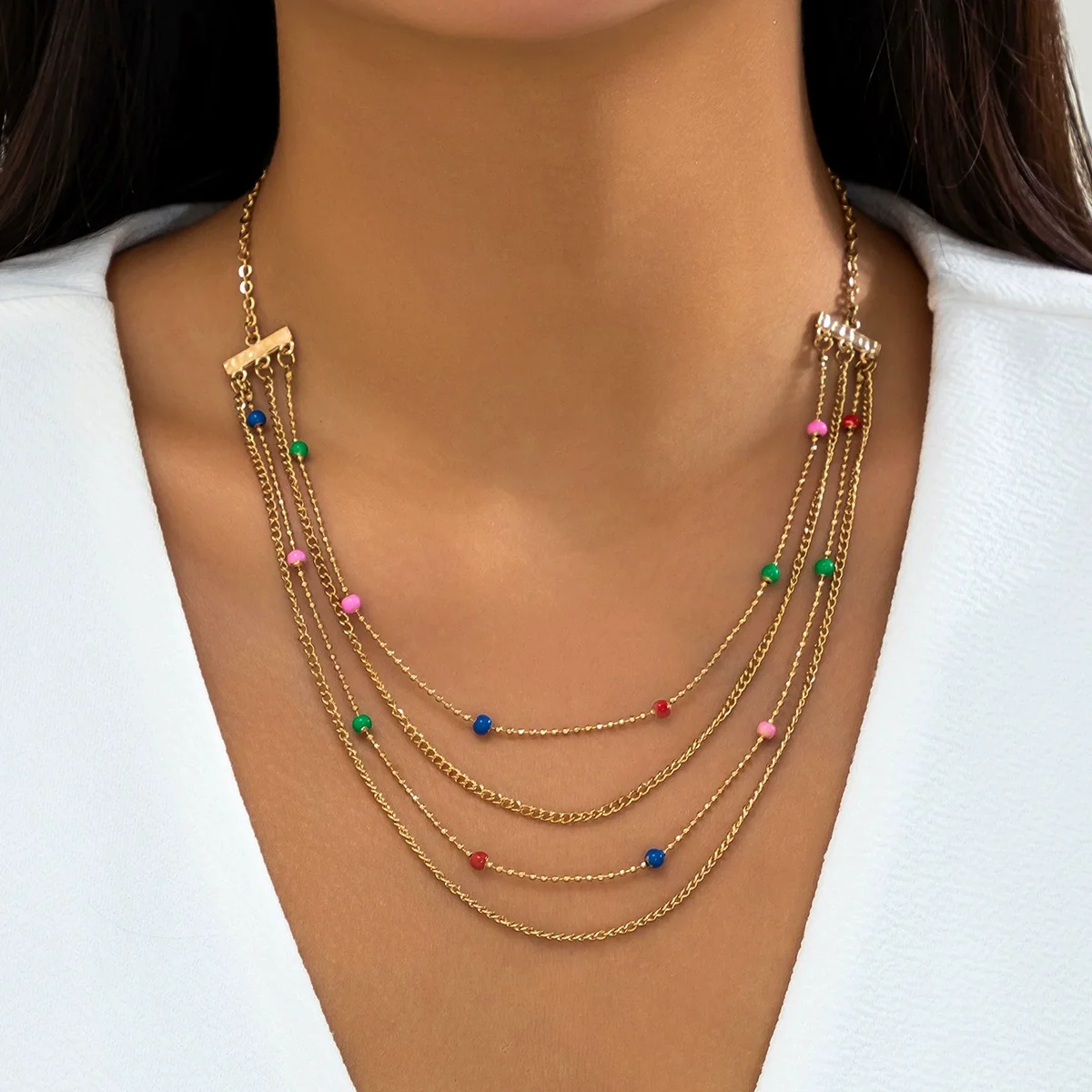 Wholesale Jewelry Alloy Heart Star Geometric Electroplated Necklace For Women - Image 3