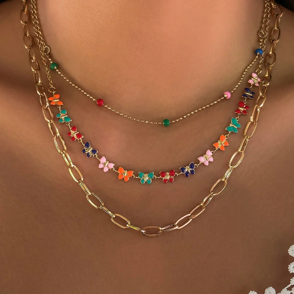 Wholesale Jewelry Alloy Heart Star Geometric Electroplated Necklace For Women - Image 4