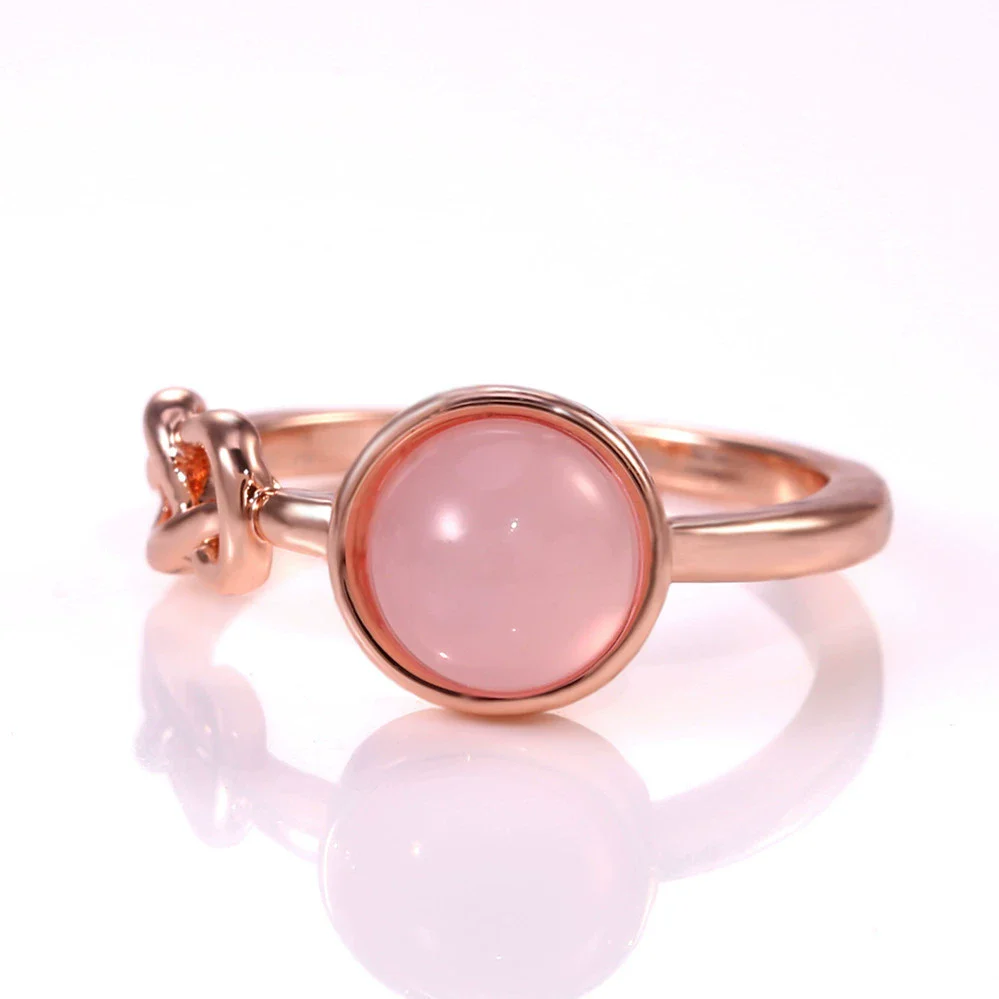 Wholesale Jewelry Alloy Pink Imitation Moonstone Women's Ring With Flower Design - Image 2