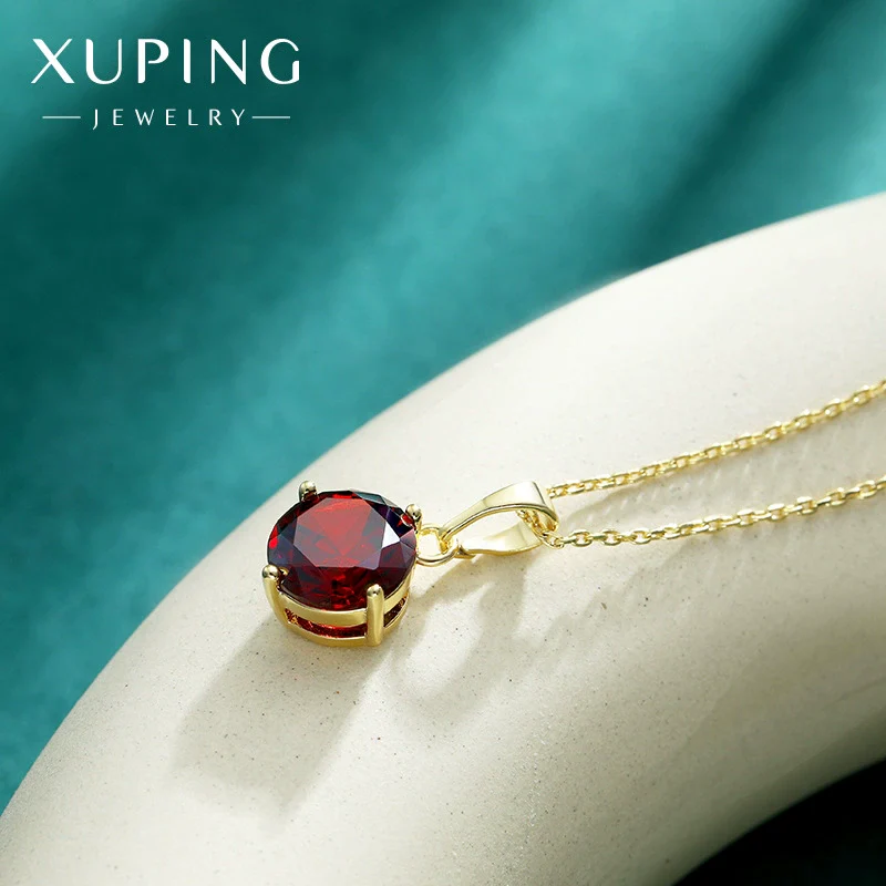Wholesale Jewelry Alloy Ruby Geometric 14K Gold Plated Simple Cross Chain Necklace For Women - Image 3