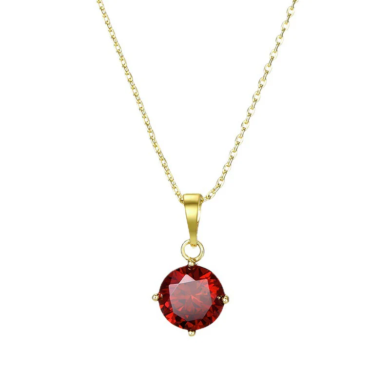 Wholesale Jewelry Alloy Ruby Geometric 14K Gold Plated Simple Cross Chain Necklace For Women - Image 4