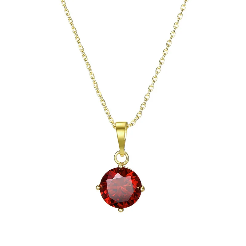 Wholesale Jewelry Alloy Ruby Geometric 14K Gold Plated Simple Cross Chain Necklace For Women - Image 5