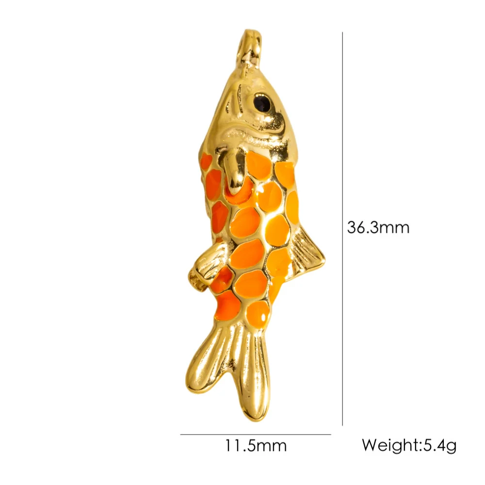 Wholesale Jewelry Animal Style Stainless Steel Three Dimensional Fish Pendant With Enamel Color And Vacuum Furnace Electroplating - Image 12