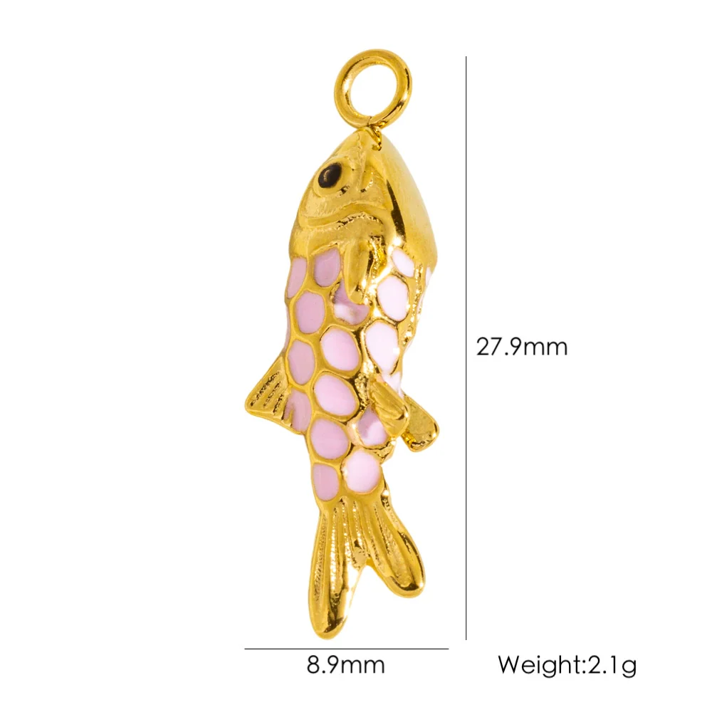 Wholesale Jewelry Animal Style Stainless Steel Three Dimensional Fish Pendant With Enamel Color And Vacuum Furnace Electroplating - Image 8