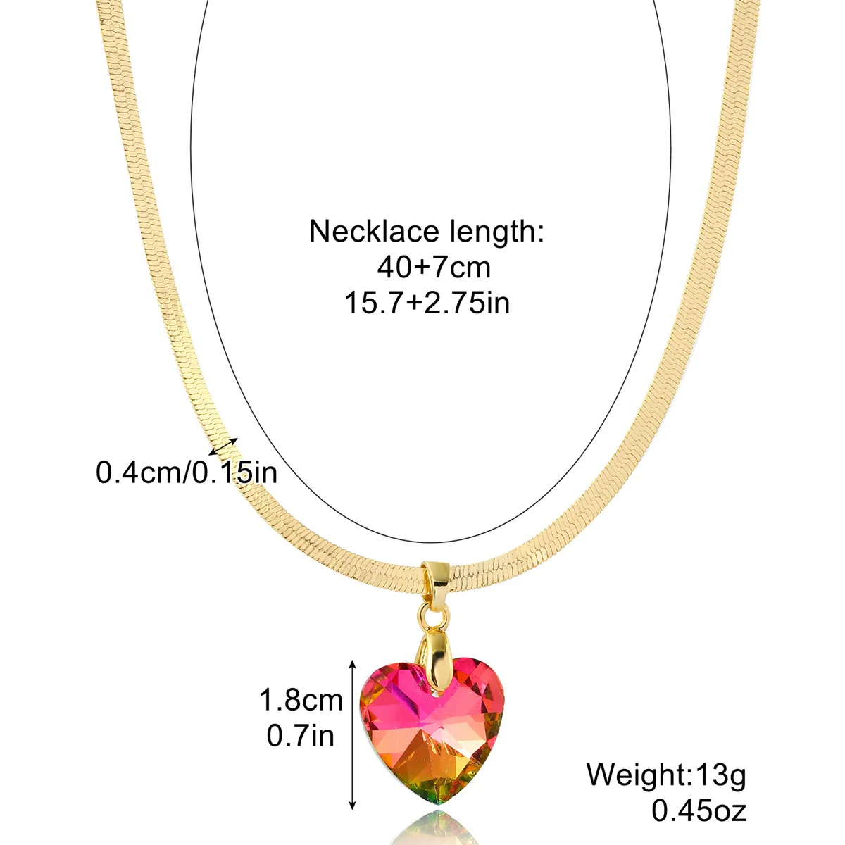 Wholesale Jewelry Artificial Crystal Love Heart Pendant Necklace And Earrings Set With Snake Chain And Electroplating - Image 5