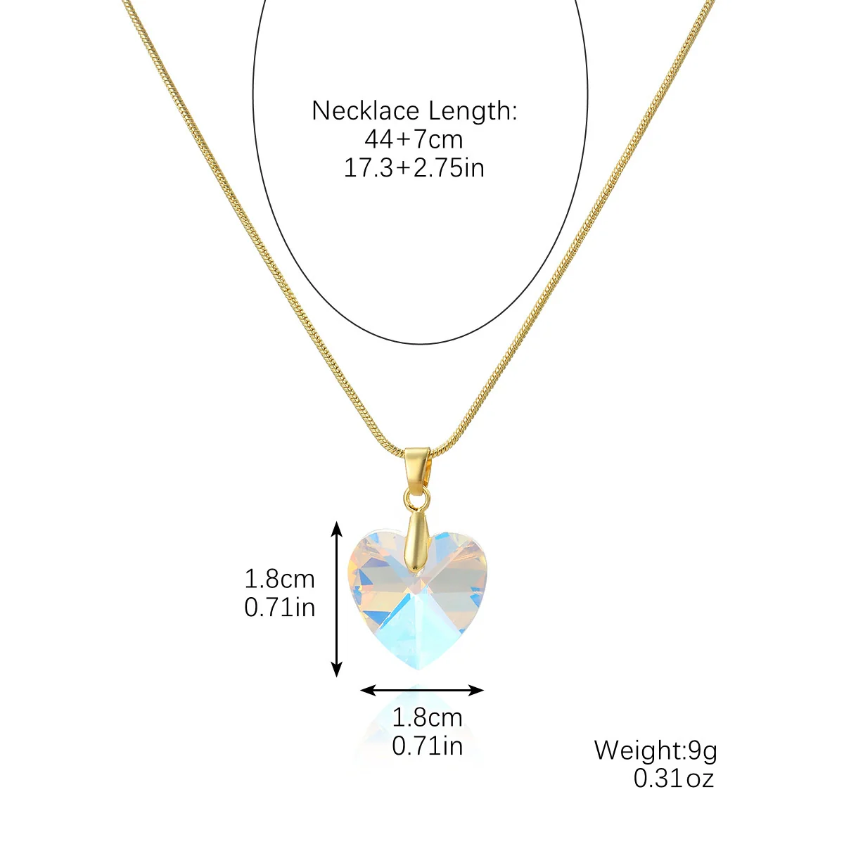 Wholesale Jewelry Artificial Crystal Love Heart Pendant Necklace And Earrings Set With Snake Chain And Electroplating - Image 6