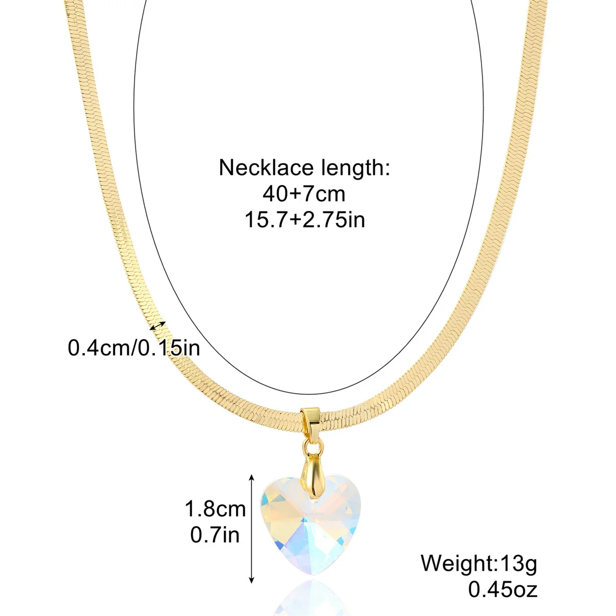Wholesale Jewelry Artificial Crystal Love Heart Pendant Necklace And Earrings Set With Snake Chain And Electroplating - Image 8