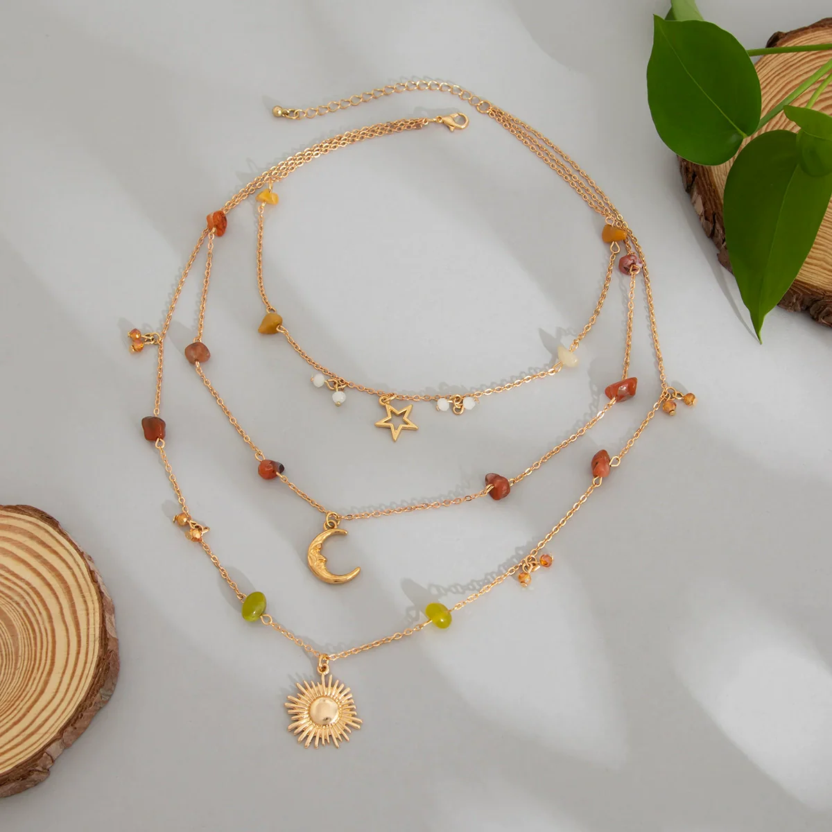 Wholesale Jewelry Bohemian Geometric Copperclad Iron And Alloy Beaded Clavicle Chain With Electroplating - Image 4