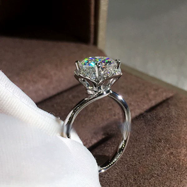 Wholesale Jewelry Brass And White Steel Geometric Ring Platinum Plated Rose Gold Zircon For Women - Image 4
